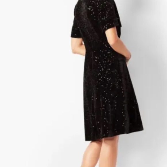 Talbots RSVP Velvet Sequined Dress Womens Size 8 Fit & Flair Short Black Lined - Picture 4 of 7
